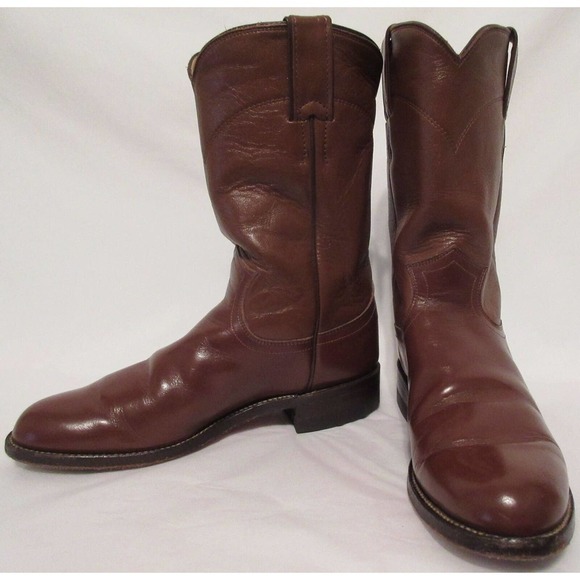 Justin Made USA Women's 5 1/2 B Brown Leather Western Cowgirl Boots Rodeo Shoes - Picture 6 of 12